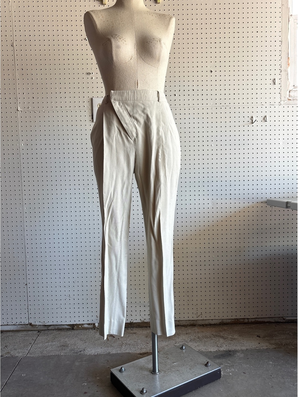 Helmut Lang Cream High-Waisted Pants Size 8